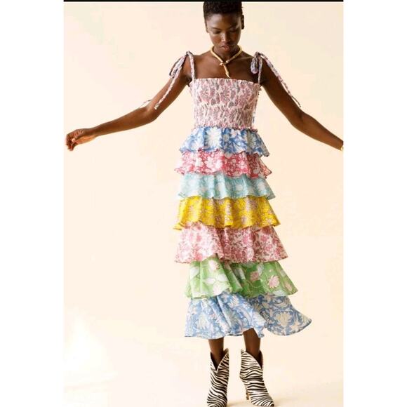 NWT Alix Of Bohemia Club Tropical Ruffle DressSize Large - Picture 1 of 13